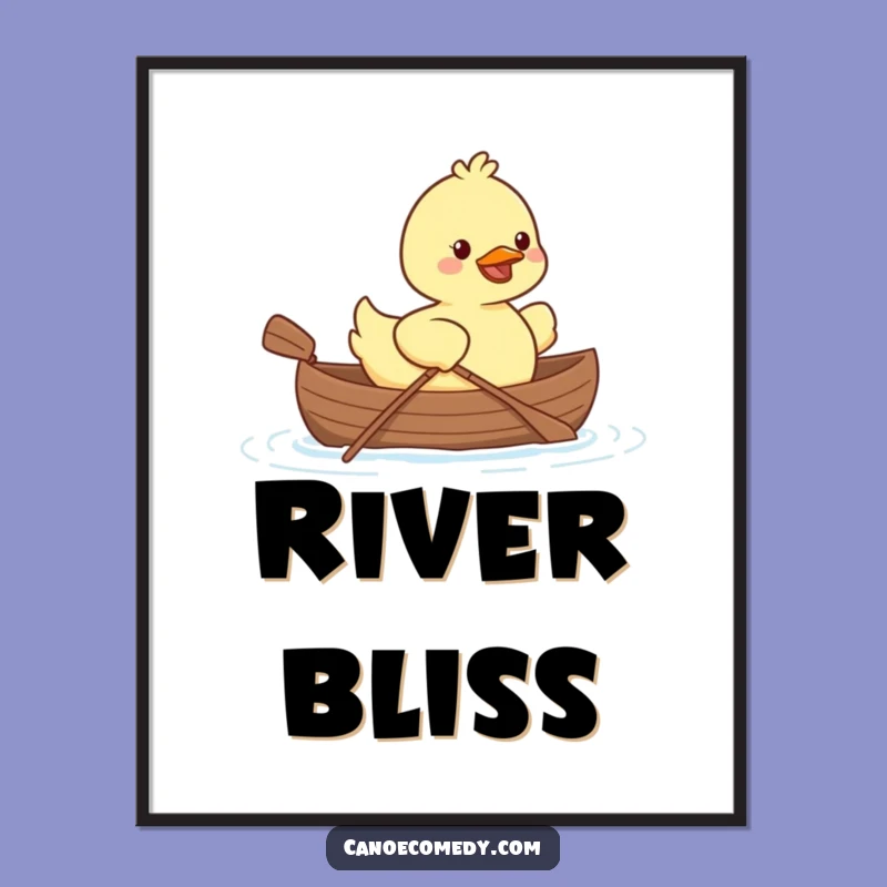 Funny Kawaii Duck Canoe Poster: Adorable Paddling Art, Perfect Funny Gift