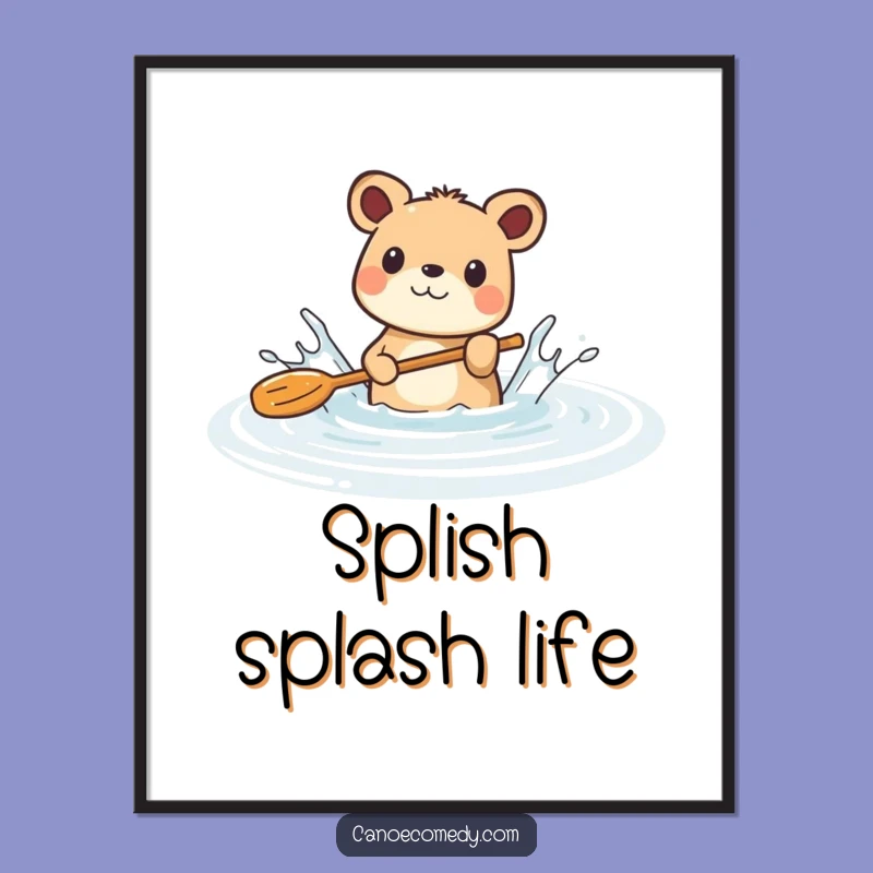 Funny Animal River Splash Poster: Vibrant Playful Paddle Art for Your Walls