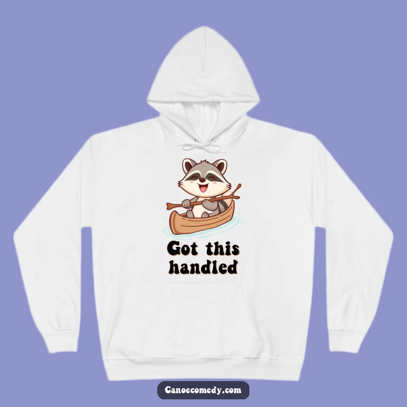 Cozy Funny Kawaii Raccoon Canoe Hoodie, Warm Humorous Gift for Cheerful Personalities