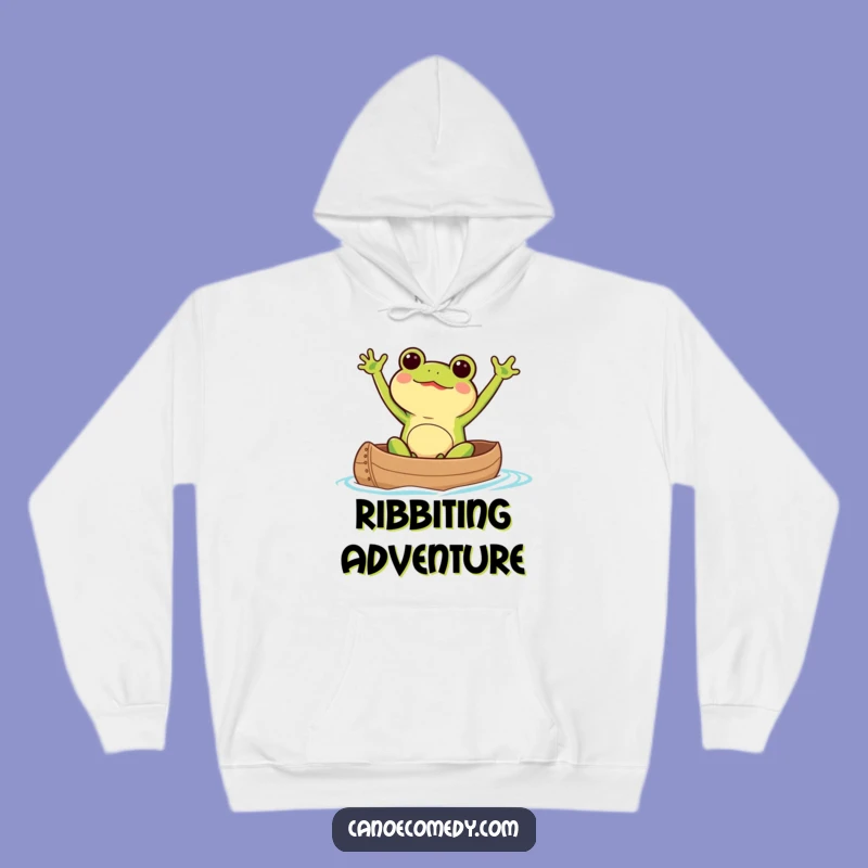 Cozy Kawaii Frog Canoe Hoodie: Warm & Excited Paddler Funny Gift