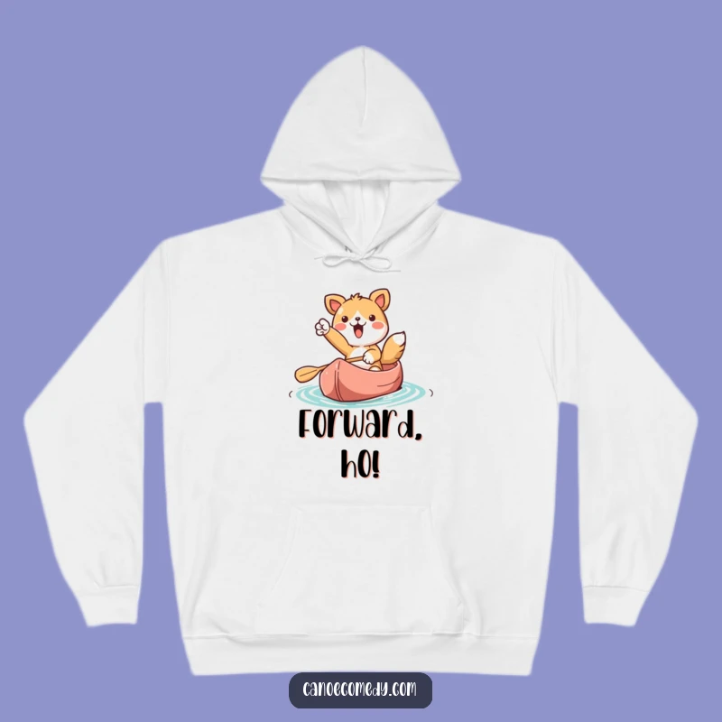 Funny Kawaii Canoe Adventure Hoodie: Cozy Kawaii Animal Navigates Fun Ahead