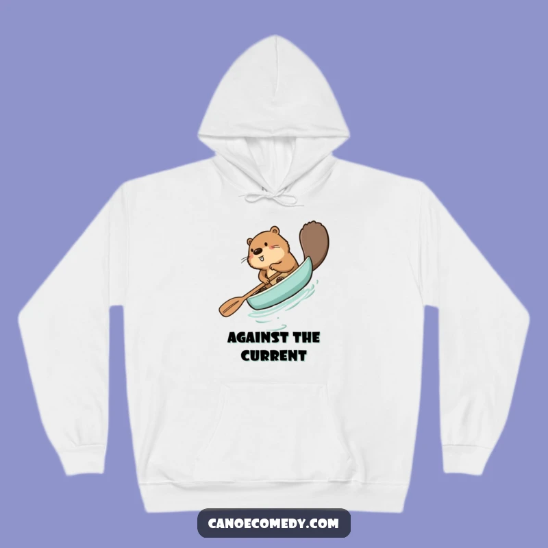 Funny Beaver Paddling Canoe Backwards Hoodie - Cozy & Hilarious Outdoor Wear