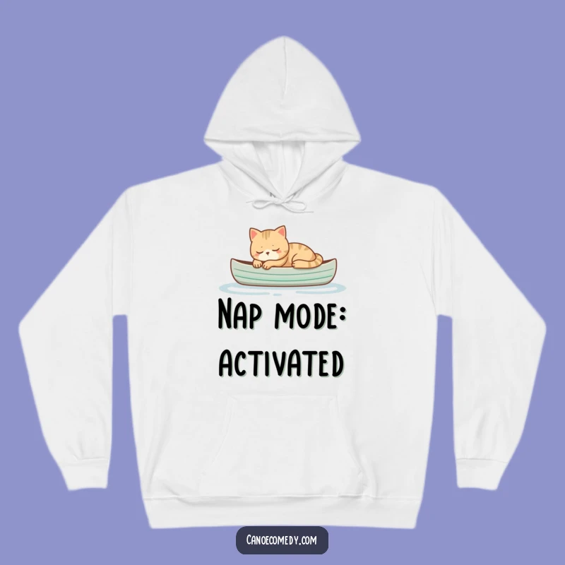 Funny Cat Napping in Canoe Hoodie - Cozy & Hilarious Comfort Wear