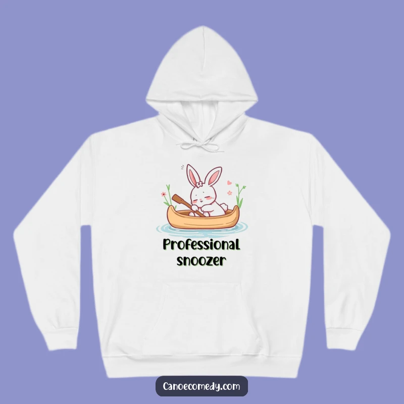 Funny Rabbit Dozing in Canoe Hoodie - Cozy & Sleepy Comfort!