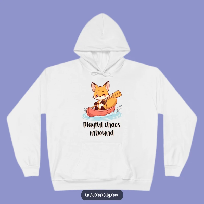 Funny Fox Canoe Splash Hoodie - Cozy & Playful Sweatshirt for Adventurers