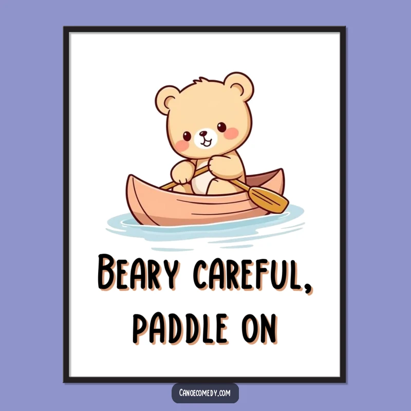 Funny Free Printable Wall Art: Kawaii Bear Cub Balancing in a Canoe