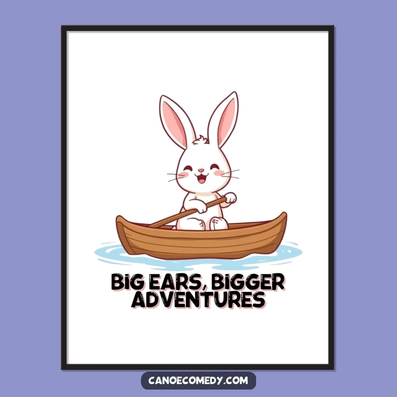 Free Printable Wall Art: Funny Rabbit Paddling Canoe - Whimsical Downloadable Art for Home
