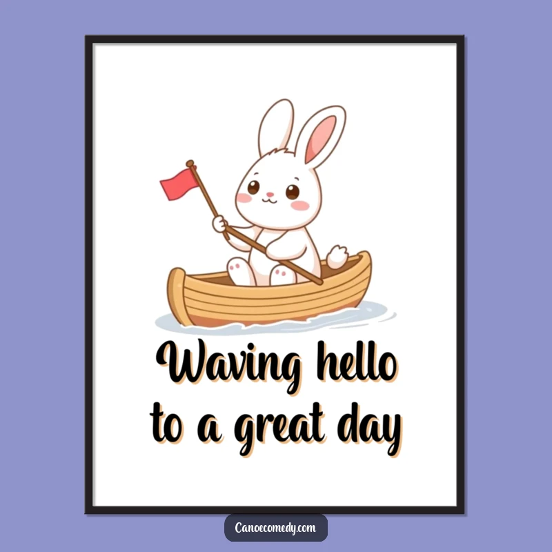 Free Printable Rabbit Wall Art: Cheerful Flag Waving Downloadable Art for Happy Decor
