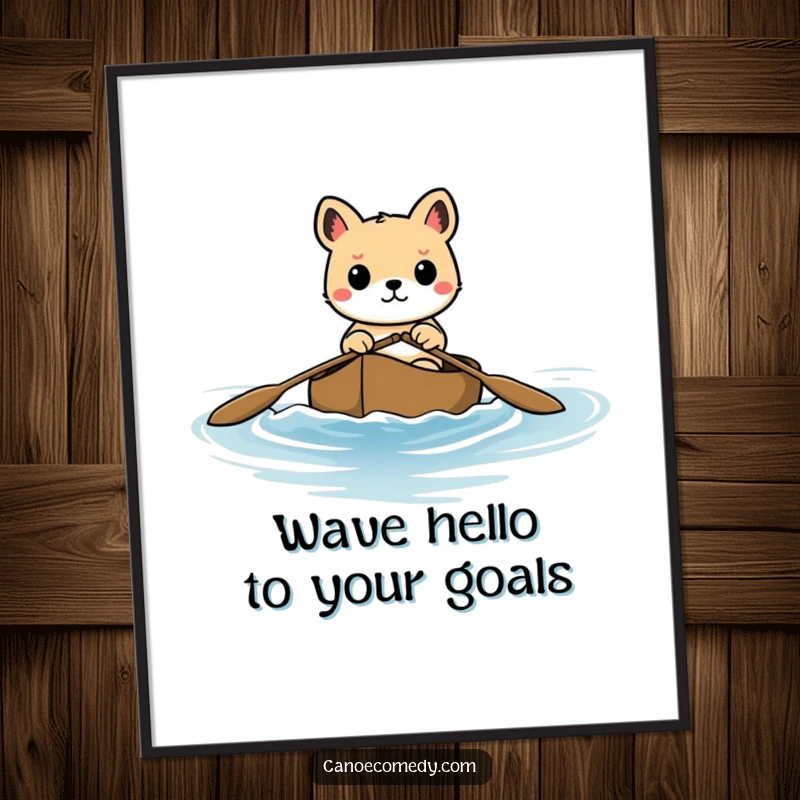 Funny Free Printable Wall Art: An animal with a determined expression navigating a canoe through gentle waves, inspiring.