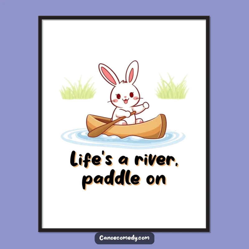 Funny Free Printable Wall Art: Cheerful Rabbit Canoeing - Downloadable Home Decor