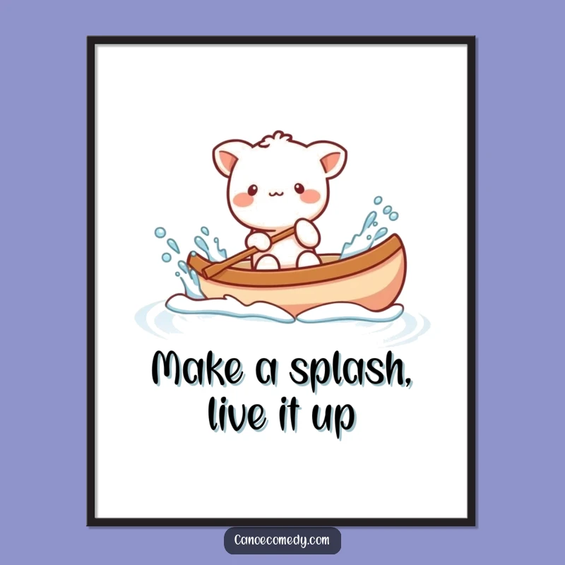 Funny Free Printable Wall Art: Playful Kawaii Canoe Splash Printable for Home Decor