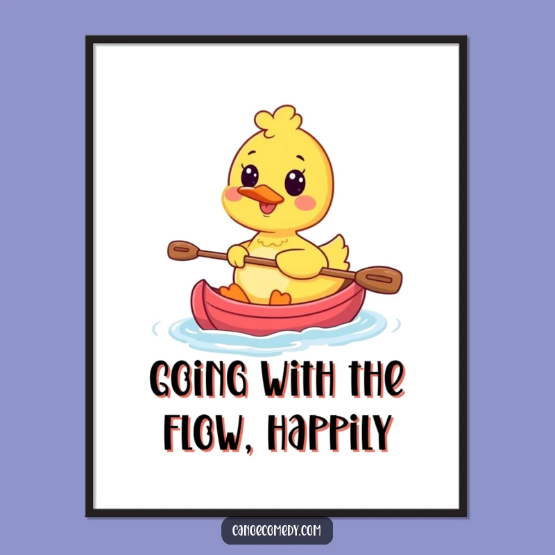 Funny Free Printable Kawaii Duck Canoe Wall Art - DIY Downloadable Decor Gift