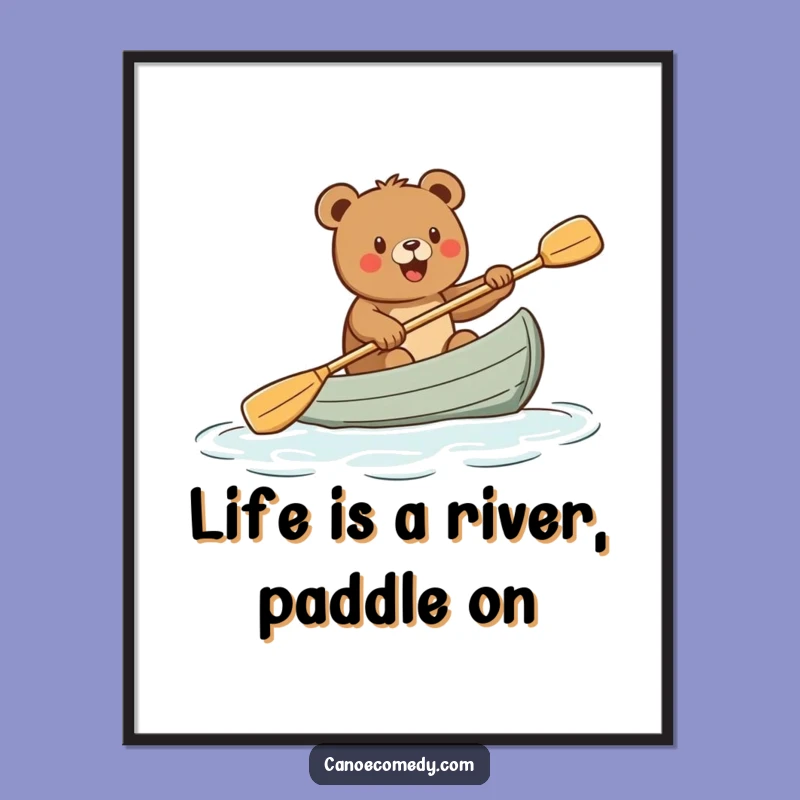 Free Printable Wall Art: Hilarious Bear Paddling Canoe Downloadable Decor