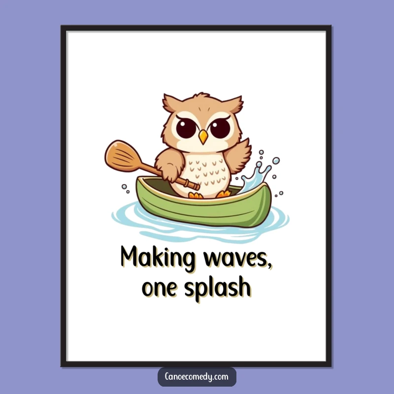 Funny Free Printable Wall Art: Playful Owl Splashing Canoe, Hilarious Downloadable Decor Gift