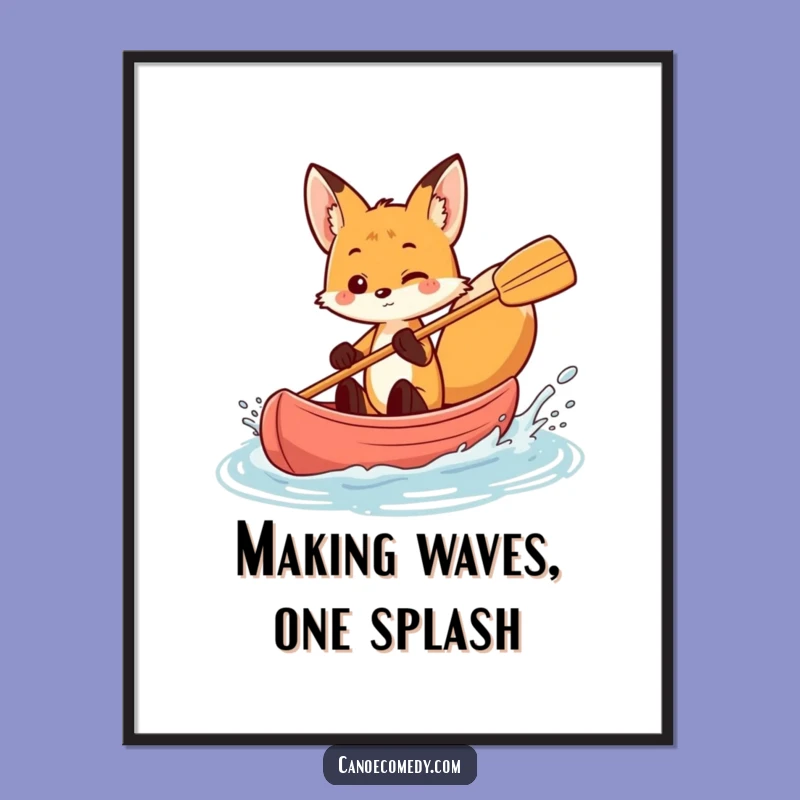Funny Free Printable Wall Art: Fox Canoe Splash Party - Downloadable Decor Gift