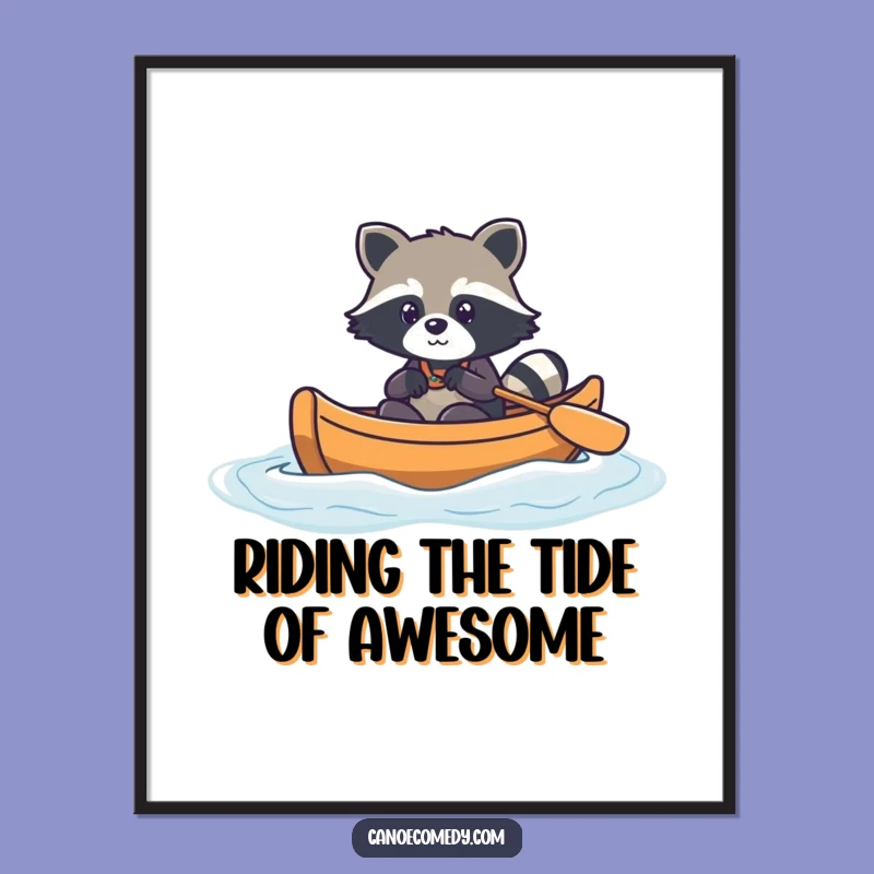 Funny Free Printable Wall Art: Raccoon Canoe Adventure Scene - Downloadable Decor Gift