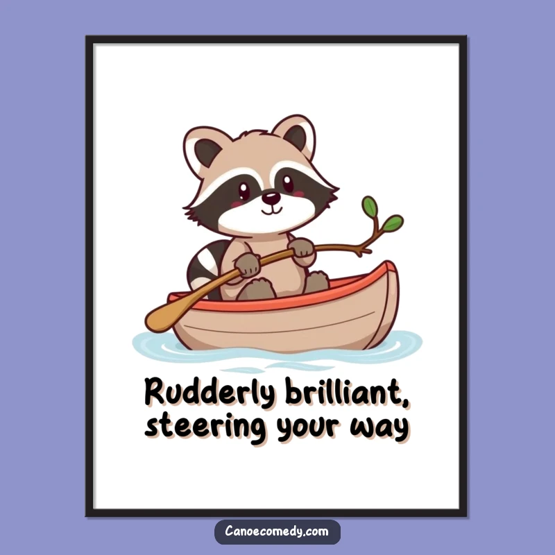 Free Printable Kawaii Raccoon Canoe Art - Funny Humorous Downloadable Wall Decor
