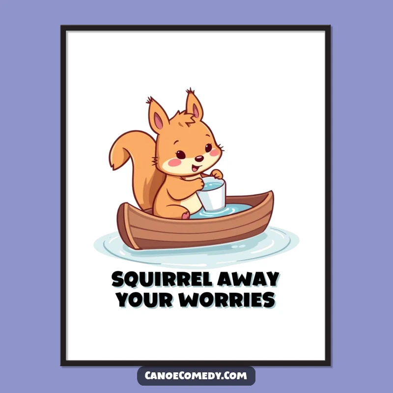 Funny Free Printable Wall Art: Squirrel Bailing Canoe - Downloadable Decor