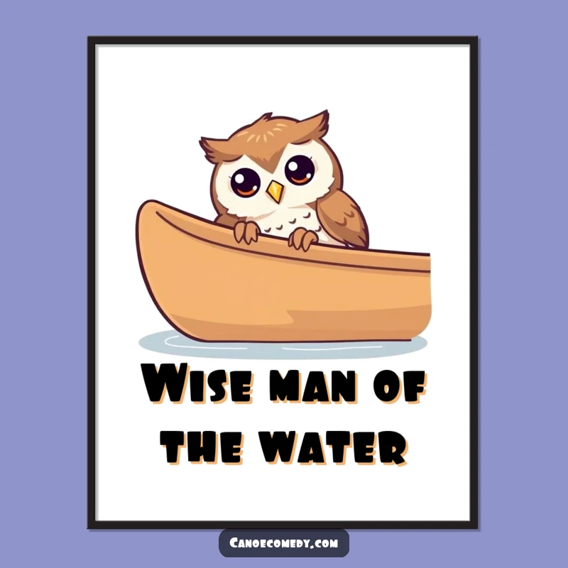 Funny Free Printable Wall Art: Curious Owl Canoe Adventure Downloadable Home Decor