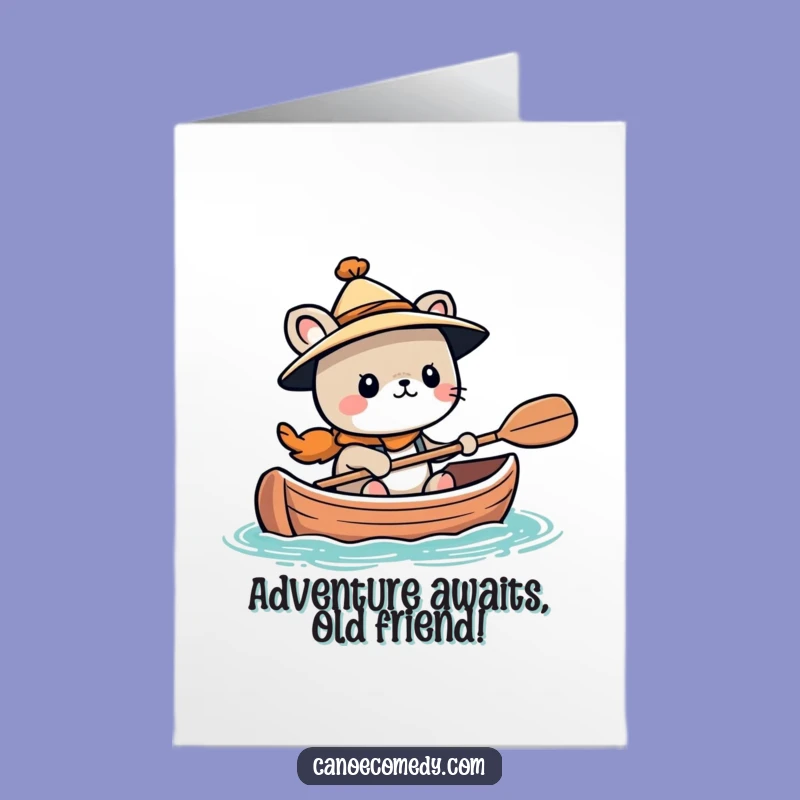 Free Printable Birthday Card: Adventurous Kawaii Animal Canoe Hat Funny Downloadable Gift