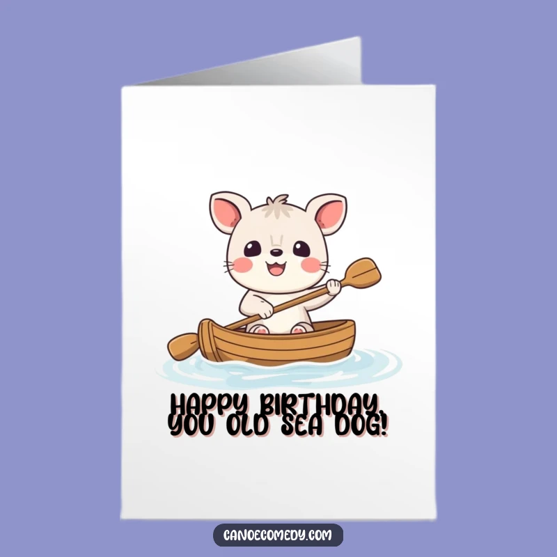 Free Printable Birthday Card: Happy Canoe Trip! Cheerful Animal DIY Downloadable Gift.