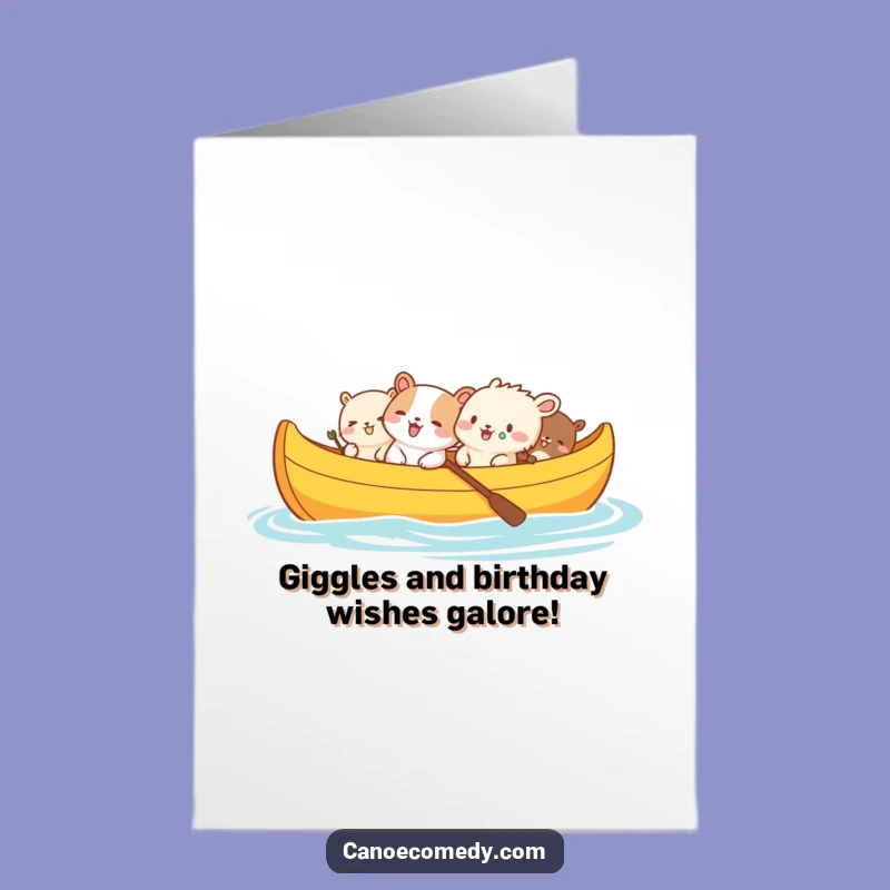 Funny Free Printable Birthday Card: Giggling Animals Canoe - LOL Downloadable Gift