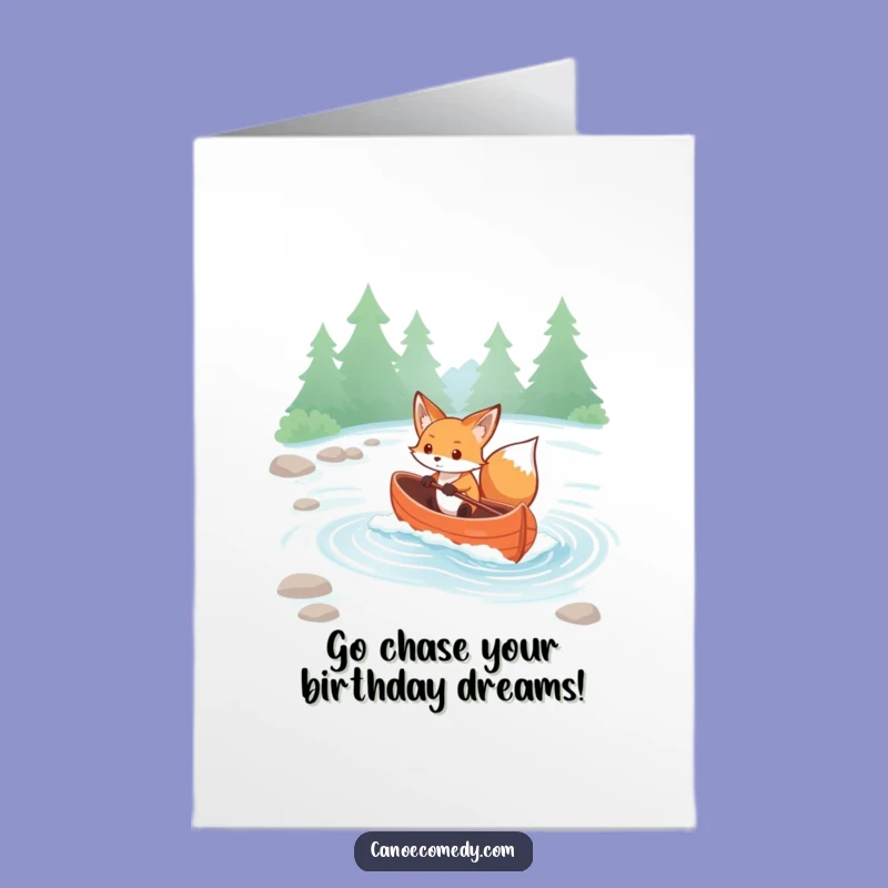 Free Printable Birthday Card: Funny Kawaii Fox Rapids Greeting, Downloadable Gift