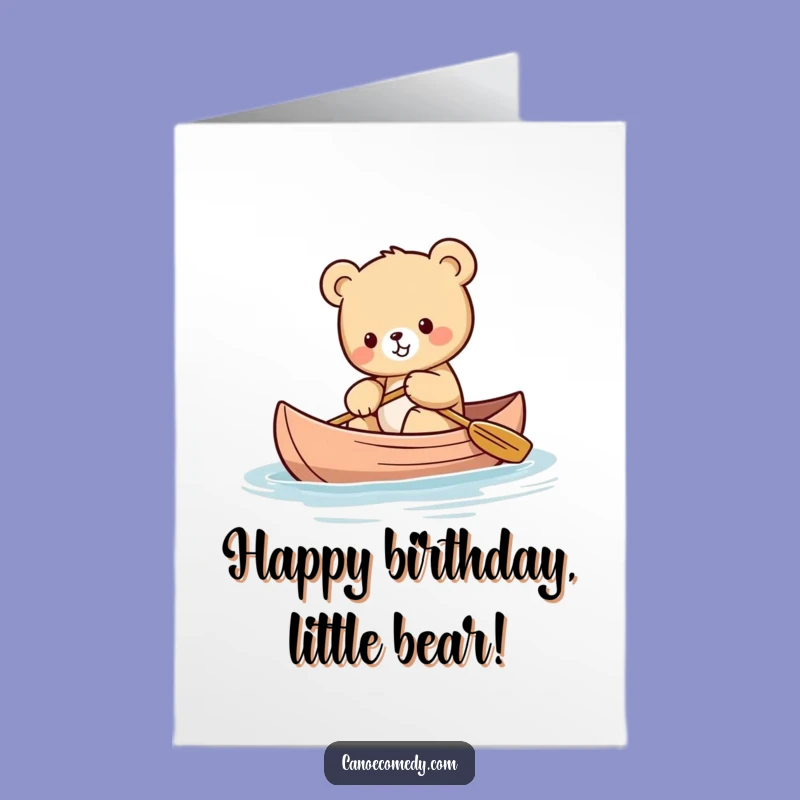 Free Printable Birthday Card: Kawaii Bear Cub's Balancing Canoe Adventure!