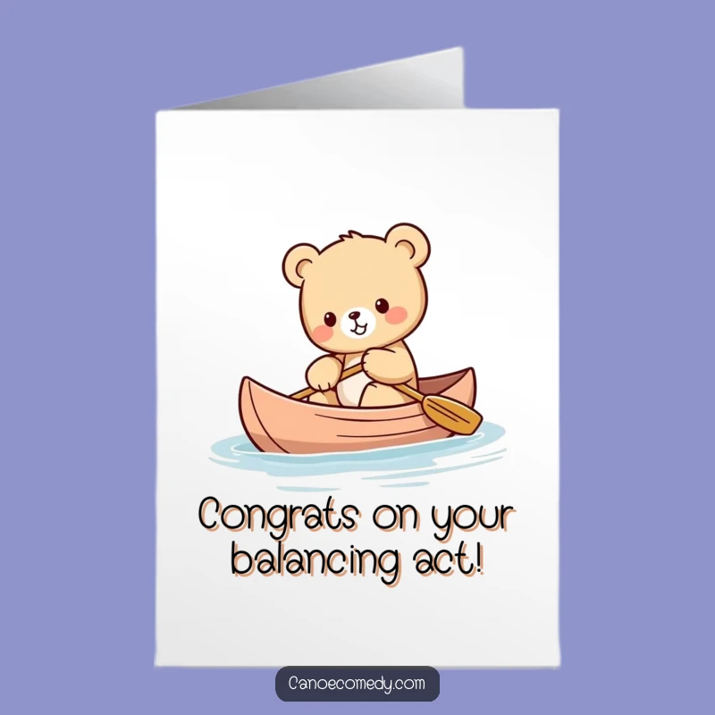 Free Printable Congrats Card: Kawaii Bear's Balancing Act!