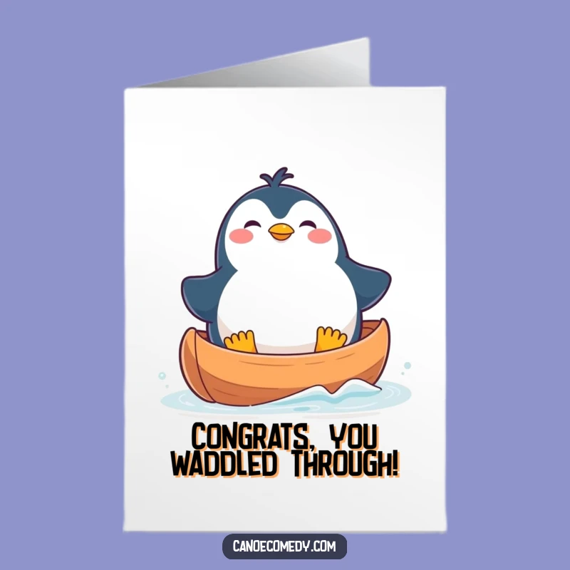 Free Printable Congrats Card: Penguin's Balancing Act - Funny Downloadable