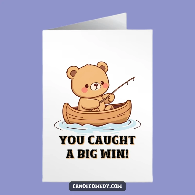 Free Printable Congrats Card: Kawaii Bear Fishing Achievement, Downloadable Gift