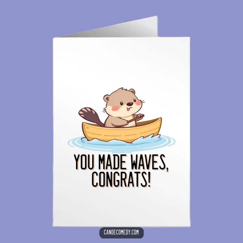 Free Printable Congrats Card: Muskrat Canoe Splash Celebration Funny Downloadable Gift