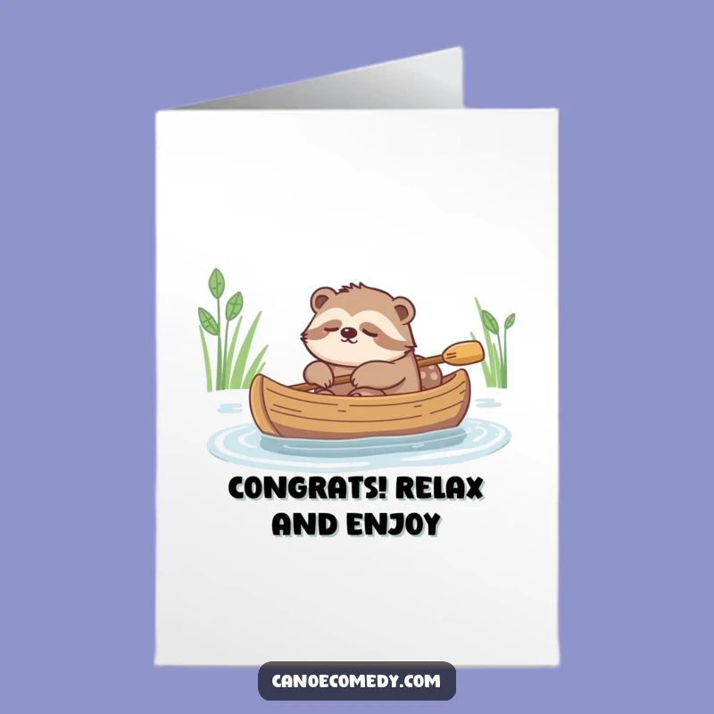 Free Printable Congrats Card: Sleepy Sloth Canoe - Chill LOL Downloadable Gift