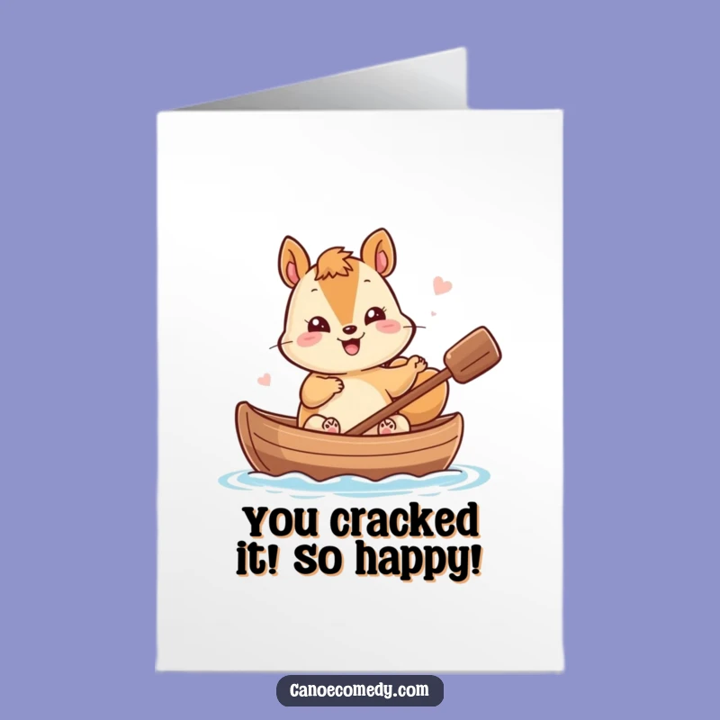 Free Printable Congrats Card: Kawaii Squirrel Waving Celebration, Downloadable Gift