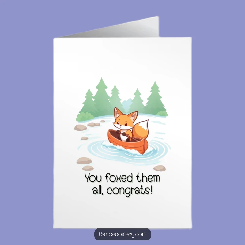 Free Printable Congrats Card: Kawaii Fox Rapids Achievement, Downloadable Gift