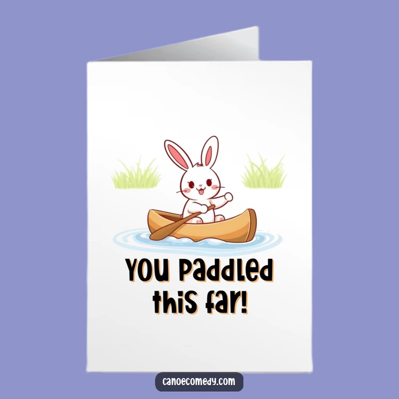 Free Printable Congrats Card: Rabbit Canoeing - Funny Downloadable Gift