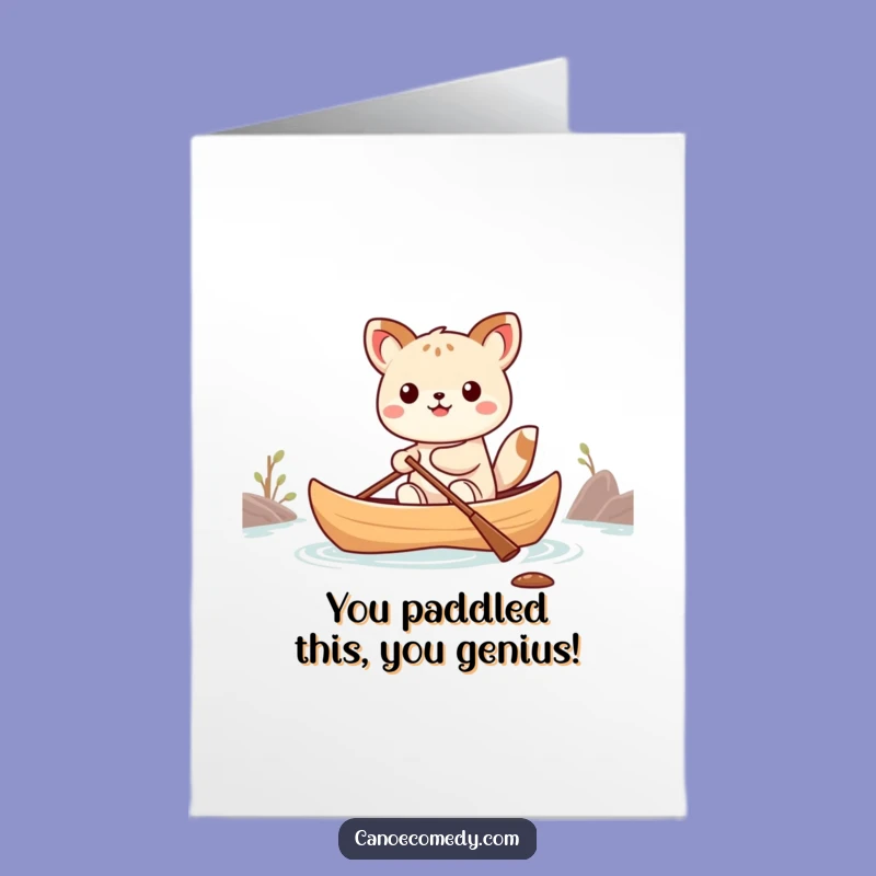 Free Printable Congrats Card: Kawaii Canoe Animal's Wobbly Journey to Success