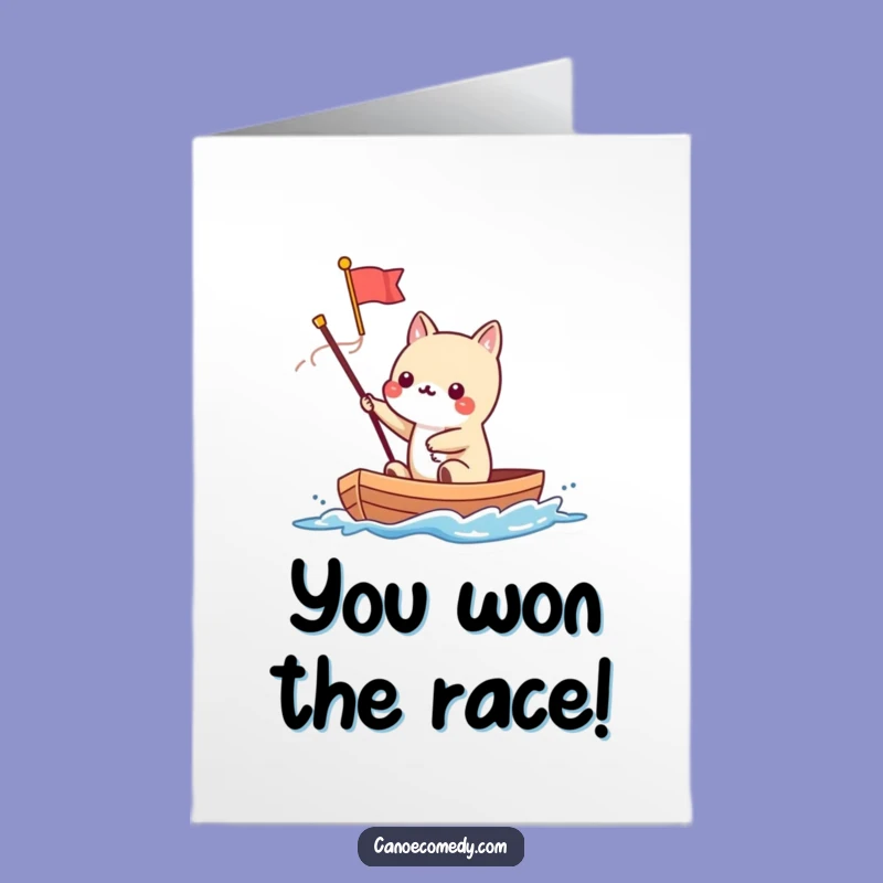 Free Printable Congrats Card: Full Speed Ahead Kawaii Canoe - Humorous Downloadable Greeting!