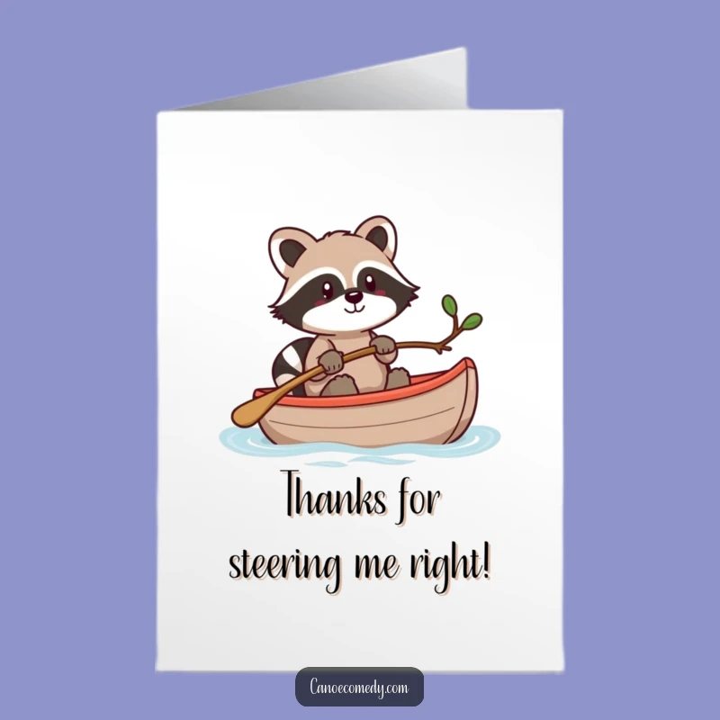 Free Printable Kawaii Raccoon Thank You Card - Funny Canoe Gratitude Downloadable