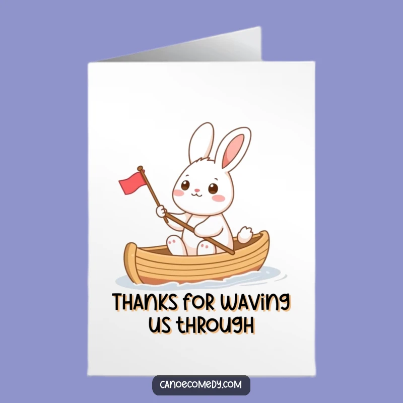 Free Printable Rabbit Thank You Card: Cheerful Flag Waving to Express Thanks