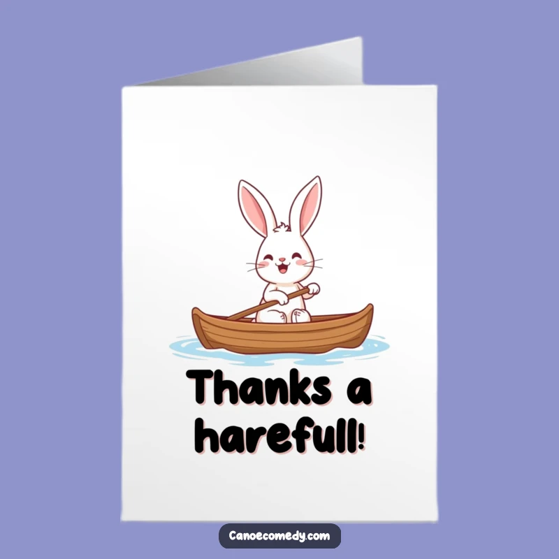 Free Printable Thank You Card: Happy Rabbit Canoeing - Downloadable Appreciation Gift