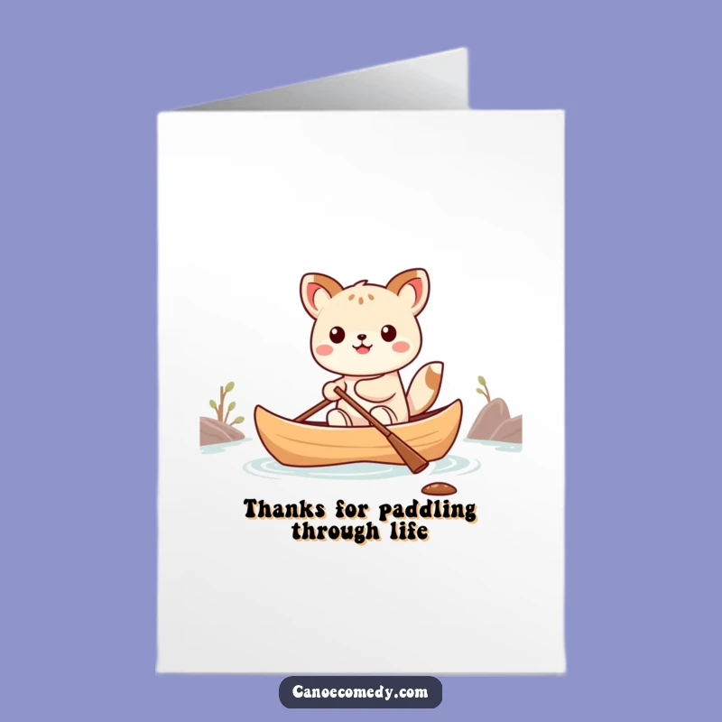 Free Printable Thank You Card: Kawaii Canoe Animal Expressing Gratitude Hilariously