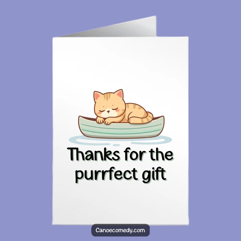 Free Printable Thank You Card: Napping Cat in Canoe, Peacefully Downloadable Note