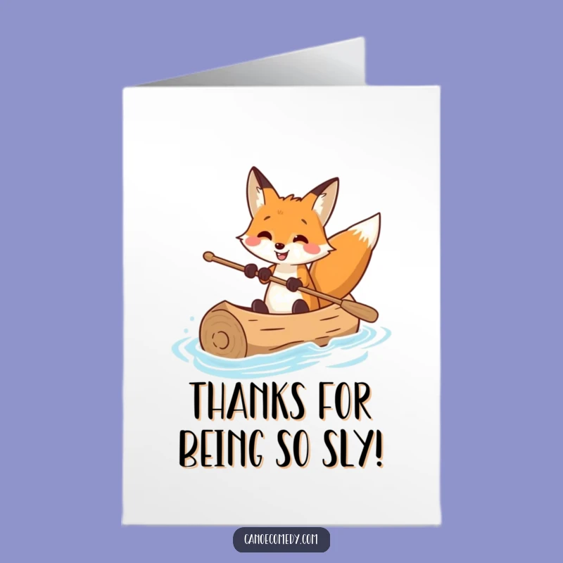 Free Printable Thank You Card: Fox Canoeing - Downloadable Appreciation Gift