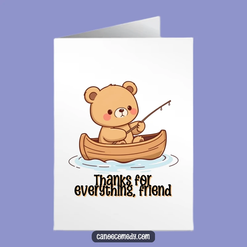 Free Printable Thank You Card: Kawaii Bear Fishing Appreciation, Downloadable Gift