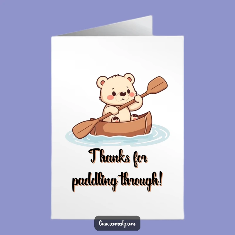 Free Printable Thank You Card: Determined Cub Canoe - Grateful LOL Downloadable Gift