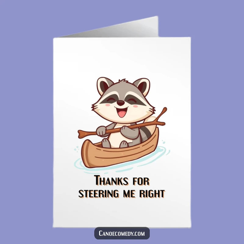 Free Printable Thank You Card: Raccoon Canoe Gratitude Grin Funny Downloadable Gift