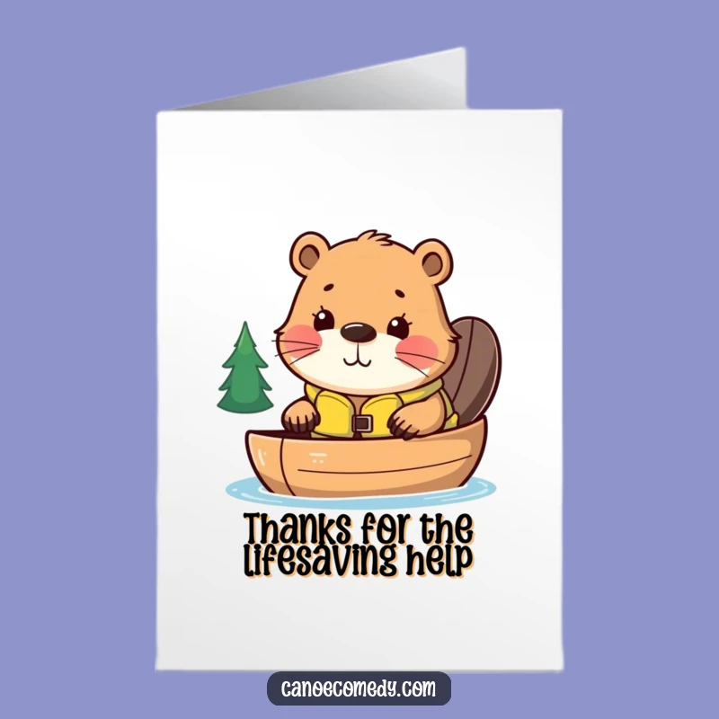Free Printable Thank You Card: Beaver Canoe Gratitude Funny Downloadable Gift