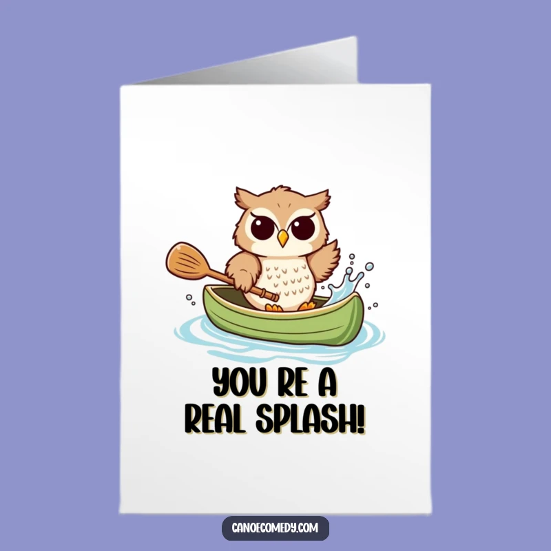 Funny Free Printable Thank You Card: Playful Owl Splashing Canoe, Grateful DIY Gift