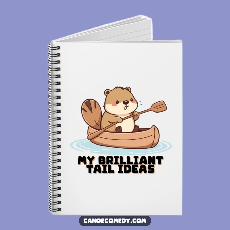 Funny Kawaii Beaver Canoe Tail Paddle Notebook, Humorous Stationery Gift